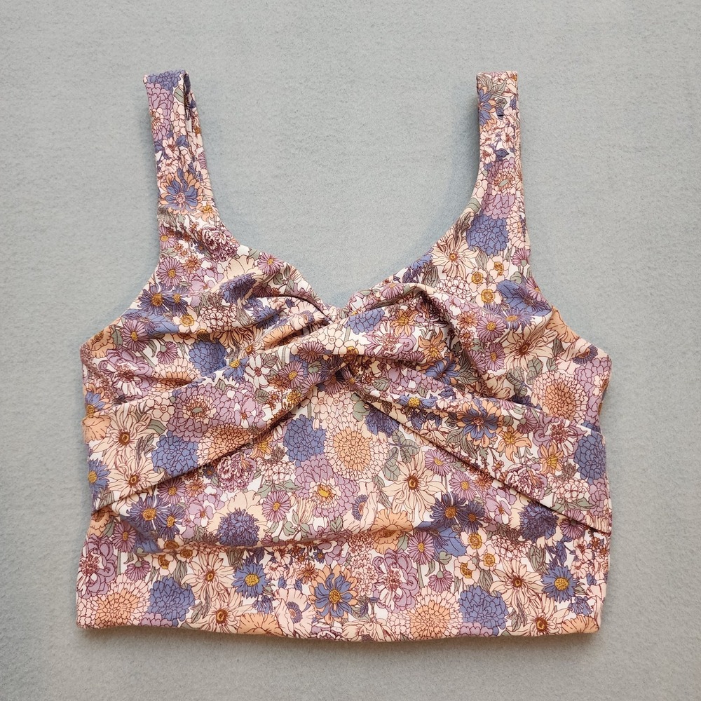Cotton On Body Floral Twist Front Sports Bra Crop Top Womens L Retro